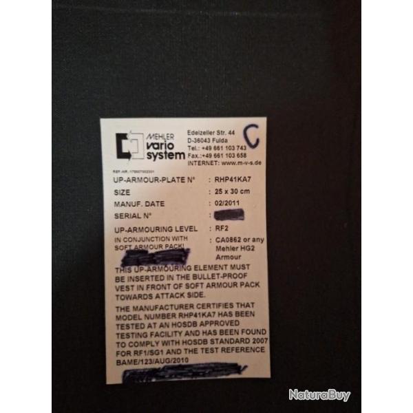 Gilet par balle plaque c�ramique