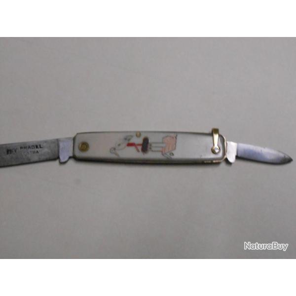 petit couteau  ancien prabel  lame inox  manche genre  ivoire ??