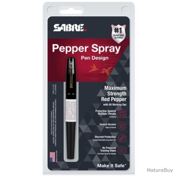 Bombe lacrymog�ne GAZ POIVRE OC marquage UV 10,6ml dissimul�e en stylo - Sabre (fabriqu� aux U.S.A)