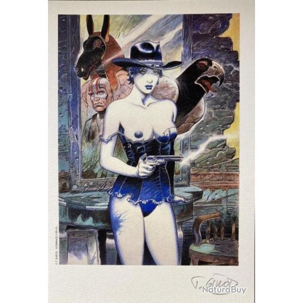 WESTERN REVOLVER PEACEMAKER COLT  cow boy sexy pin up GIRL seins nus  ex libris intact sign� GIROD
