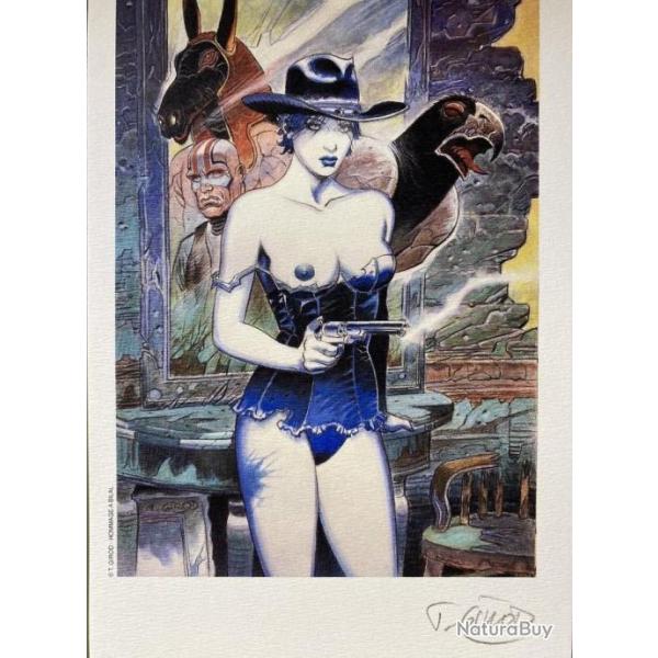 WESTERN REVOLVER PEACEMAKER COLT  cow boy sexy pin up GIRL seins nus  ex libris intact sign� GIROD
