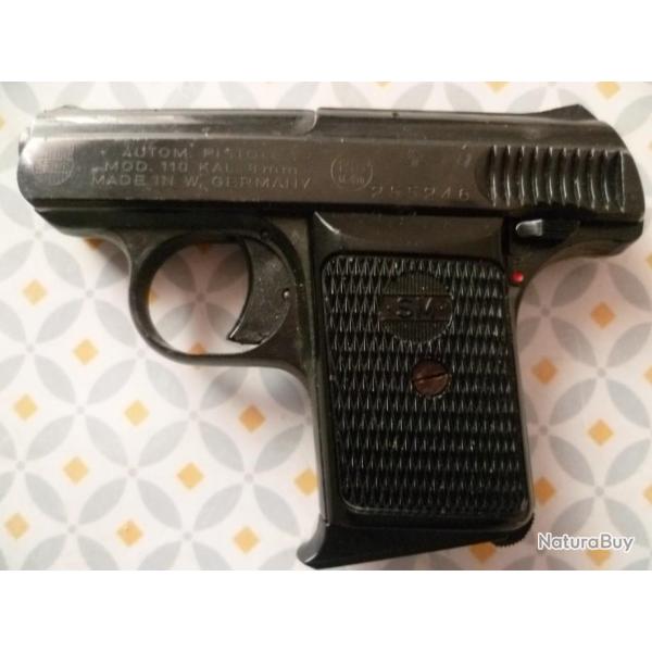 ANCIEN PISTOLET D'ALARME  SM 110 AUTOM PISTOLE, 1973, CALIBRE 8 MM PAK, VENTE LIBRE A MAJEUR