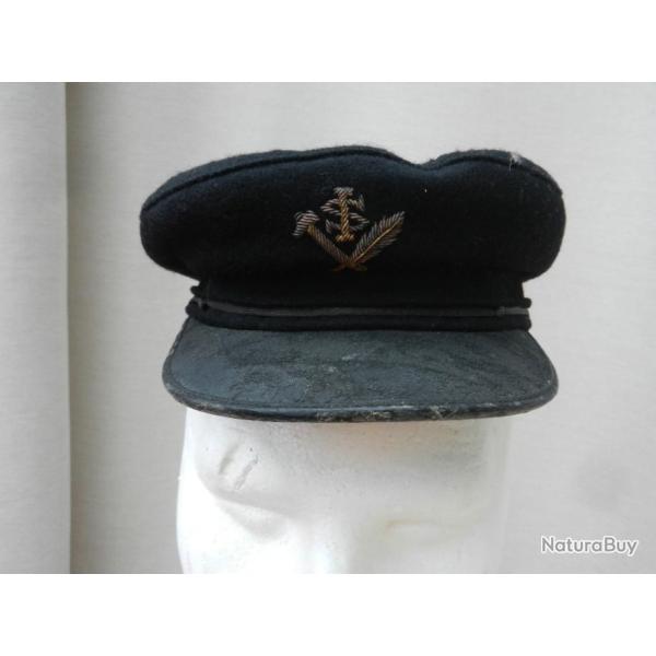 ancienne casquette de m�tier monogramme SI cannetille plume et marteau