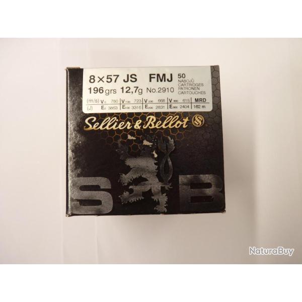 SELLIER & BELLOT Cal.8x57JS FMJ 196grs / 12,7g BOITE DE 50
