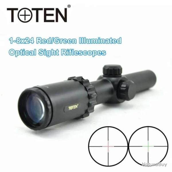 TOTEN Lunette De Vis�e 1-8X24 R�ticule Illumin� paiement en 3 ou 4 fois - LIVRAISON GRATUITE !!