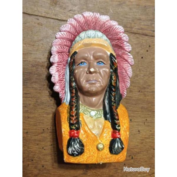 Figurine t�te indien vintage en pl�tre tirelire