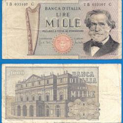 Italie 1000 Lire 1969 Verdi Musique Compositeur Billet Europe