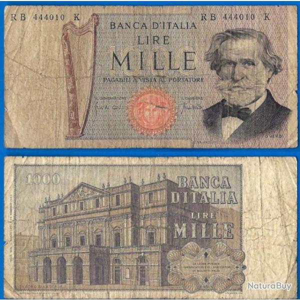 Italie 1000 Lire 1969 Verdi Musique Compositeur Billet Europe
