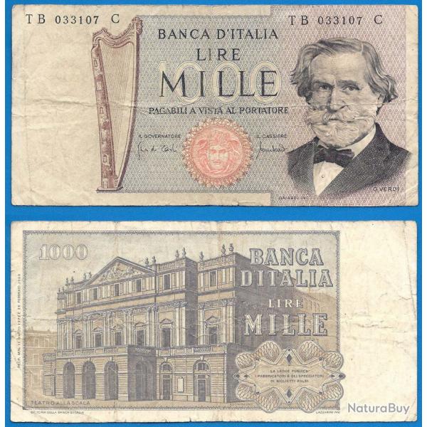 Italie 1000 Lire 1969 Verdi Musique Compositeur Billet Europe