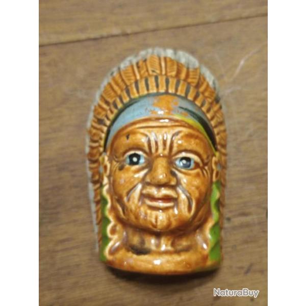 Ancienne sali�re en c�ramique t�te d indien vintage