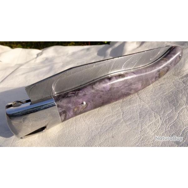 Unique ! Couteau type laguiole enti�rement forg� � la main - Magnifique Damas de chez Raymond Rosa