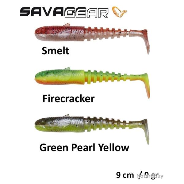 Leurre Souple Savage Gear Gobster Shad 9cm 5 Pc Green Pearl Yellow