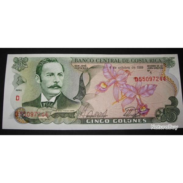 COSTA RICA  billet de 5 colones du 4-10-1989 sup
