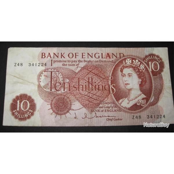ANGLETERRE  billet de 10 SCHILLING  Elizabeth II