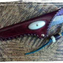 Unique ! Petit couteau de sac pour Dame en Damas - cr&eacute;ation artisanale fran&ccedil;aise
