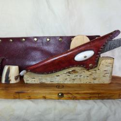 Unique ! Petit couteau de sac pour Dame en Damas - cr&eacute;ation artisanale fran&ccedil;aise