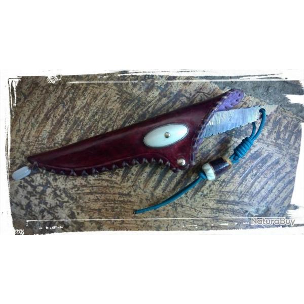 Unique ! Petit couteau de sac pour Dame en Damas - cration artisanale franaise