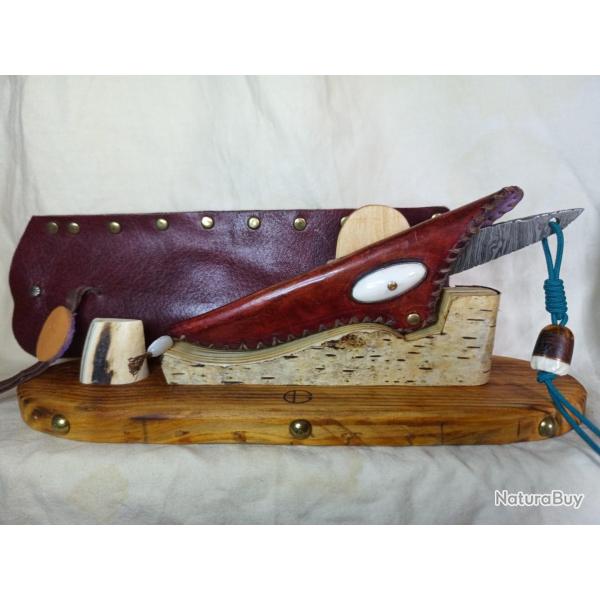 Unique ! Petit couteau de sac pour Dame en Damas - cr�ation artisanale fran�aise