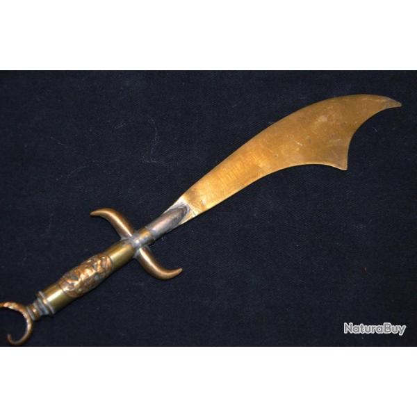 ARTISANAT DE TRANCHEE/POILU-COUPE PAPIER SABRE & BOUTON ANGLAIS-GUERRE 1914/1918