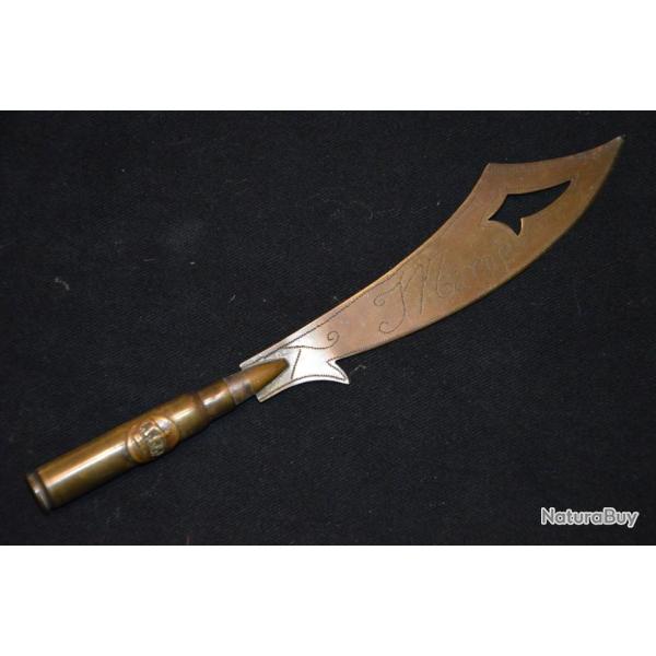 ARTISANAT DE TRANCHEE/POILU-COUPE PAPIER ALLEMAND MARNE-VERDUN-GUERRE 1914/1918