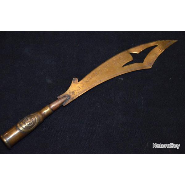 ARTISANAT DE TRANCHEE/POILU-COUPE PAPIER-SOUVENIR DE FRANCE-GUERRE 1914/1918