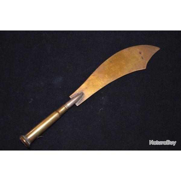 ARTISANAT DE TRANCHEE/POILU-COUPE PAPIER AVEC BOUTON ANGLAIS-GUERRE 1914/1918