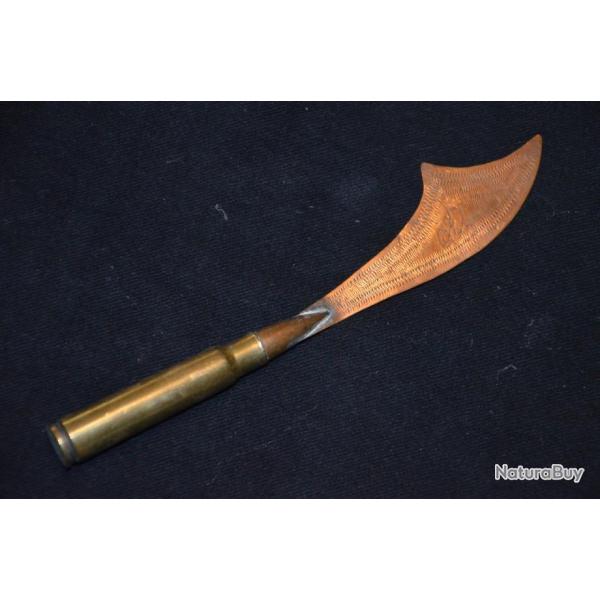 ARTISANAT DE TRANCHEE/POILU-COUPE PAPIER MONAGRAMME ML-GUERRE 1914/1918