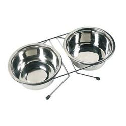 SUPPORT + 2 GAMMELLES INOX 380ML