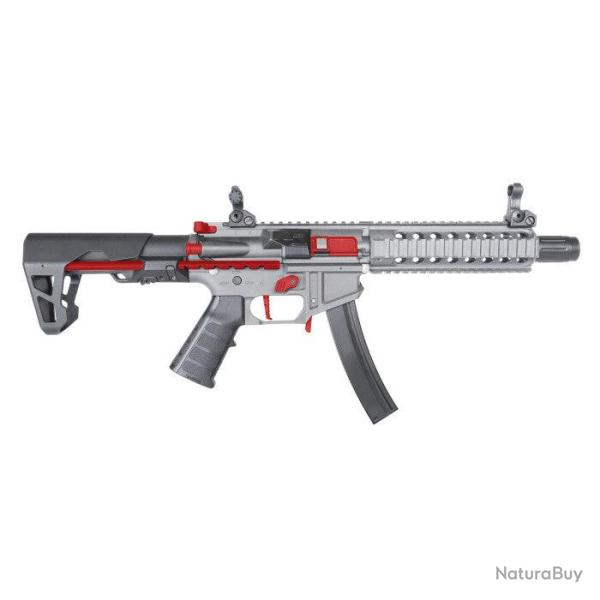 R�plique longue King Arms PDW 9 mm SBR L Cal.6 mm - Gris / Rouge