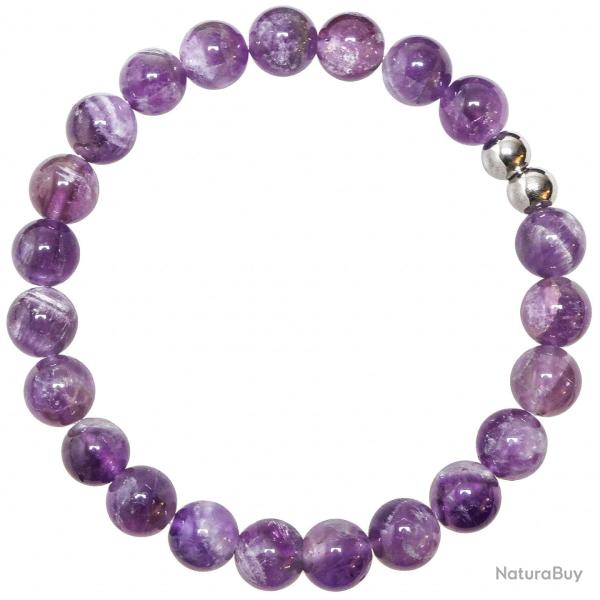 Bracelet en am�thyste � chevrons - Perles rondes 6 mm