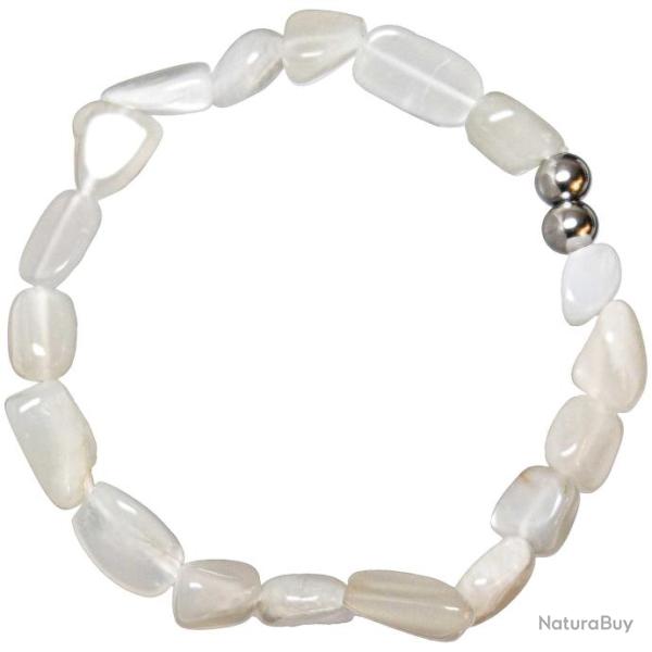 Bracelet en pierre de lune blanche - Perles roul�es 8 � 12 mm