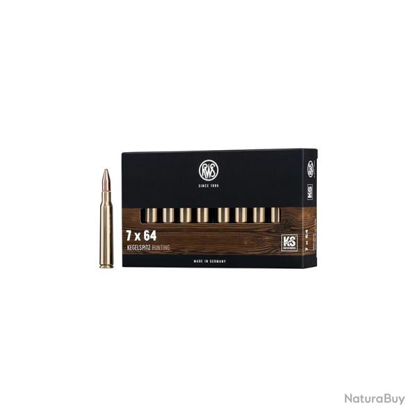 Munitions RWS calibre 7x64 KS Pointe conique 123gr - 8g x20