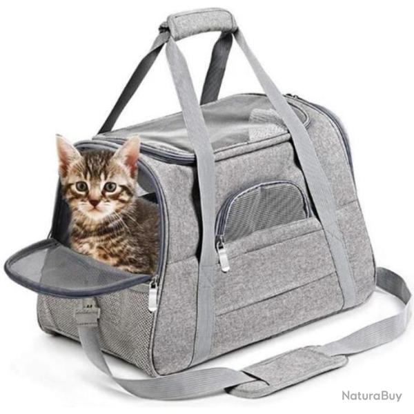 Sac de transport Pour Animal Chien Chat Tissu Oxford 43x25x28cm - Gris