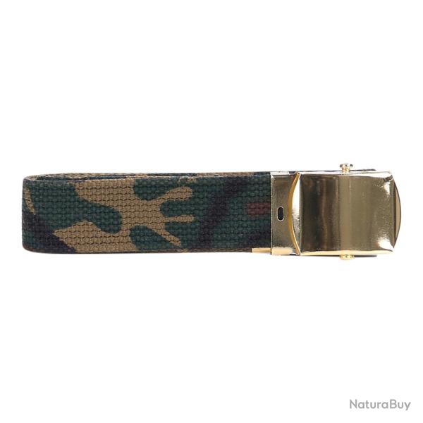 Ceinture toile 30mm avec boucle dor�e (Couleur Camouflage Woodland)