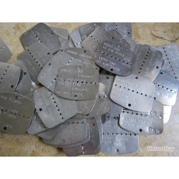 4 plaques identit� matricul�es militaire Fran�aise Fran�ais mod  Indochine guerre Alg�rie mais apr�s