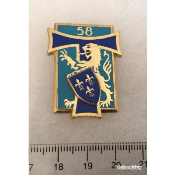 FRANCE TRANSMISSIONS - Insigne  58� R�giment de Transmissions lion dor�  Delsart (1914)