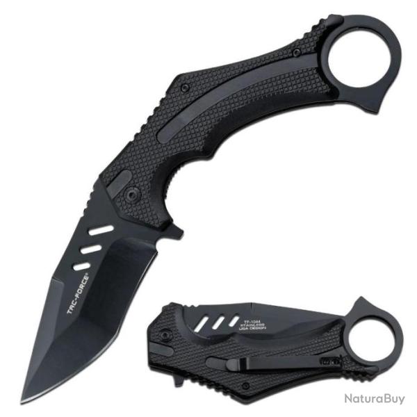 Couteau Karambit Black Lame Tanto Acier 3Cr13 Manche ABS Linerlock Clip Tac Force TF1044BK