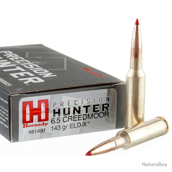 Cartouches HORNADY ELD-X PRECISION HUNTER - Calibre 6,5 CREEDMOOR - 143grs - Boite de 20