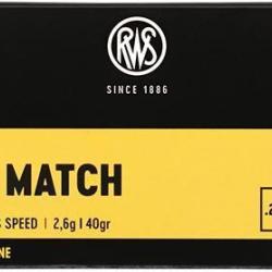 Cartouches RWS RIFLE MATCH - Cal: 22LR - 40 Grs - Boite de 50 unit&eacute;s