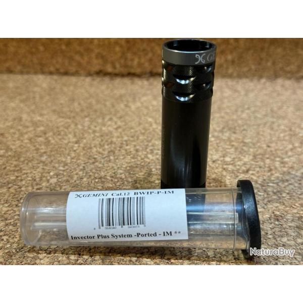 Choke INVECTOR PLUS Gemini CAL.12  PORTED +20mm  en 3/4 Marquage color� Argent