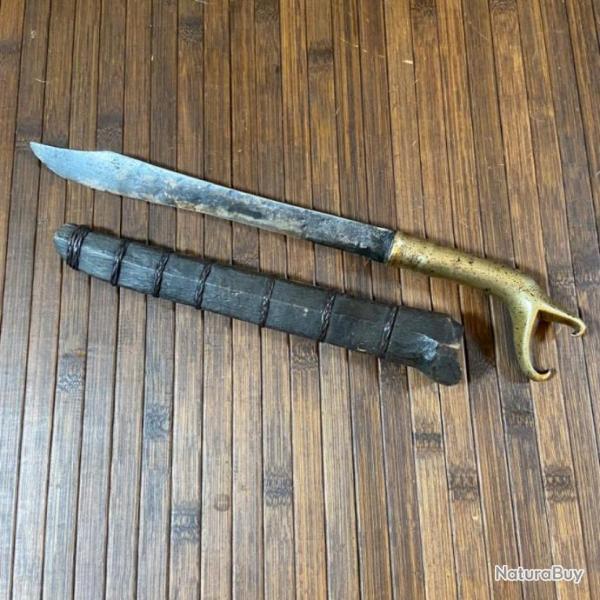 RARE ANCIEN POIGNARD DE SUMATRA SIKIN PANJANG FUS�E BRONZE XlX �ME