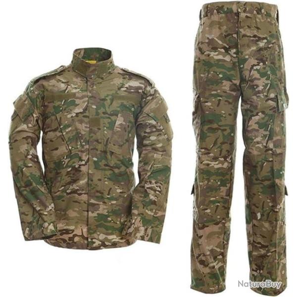 Uniforme Tactique Homme Combat Chemise Veste et Pantalon Militaire Paintball Ensemble ACU de Chasse
