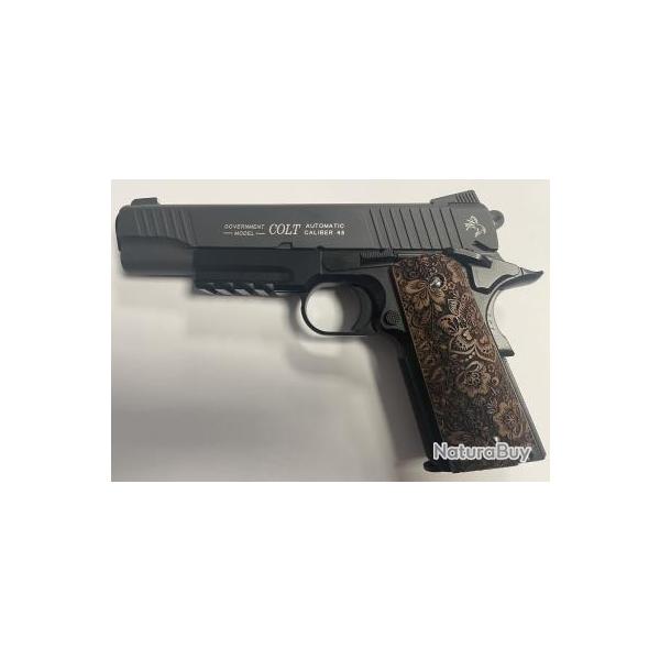 Colt 1911 Combat Unit Co2 + Plaquettes bois Flower