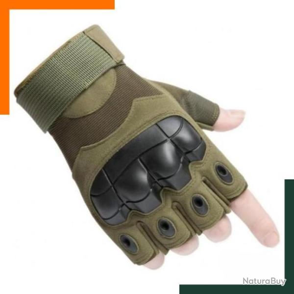 Gants tactiques antid�rapants vert arm�e - Demi doigt - Airsoft - LIVRAISON RAPIDE