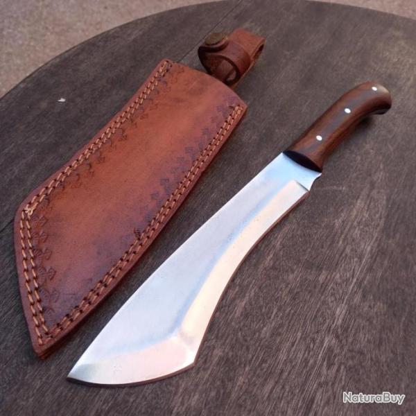 Grand Couteau MACHETTE Forg� Manche en Bois �tui en cuir