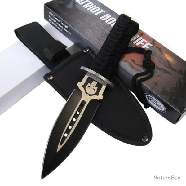 Couteau Dague Rite Edge Skull Dagger Lame Acier Inox Manche Paracorde Etui Nylon CN211549