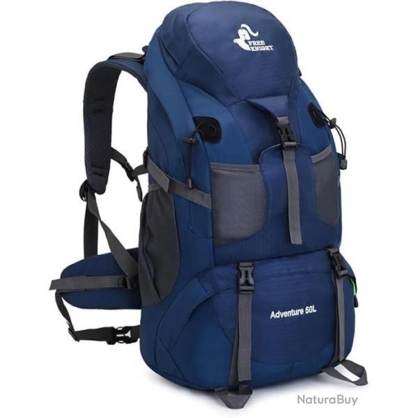 Sac � Dos Randonn�e 50L L�ger Imperm�able avec Compartiment � Chaussures P�che Camping Escalade Bleu