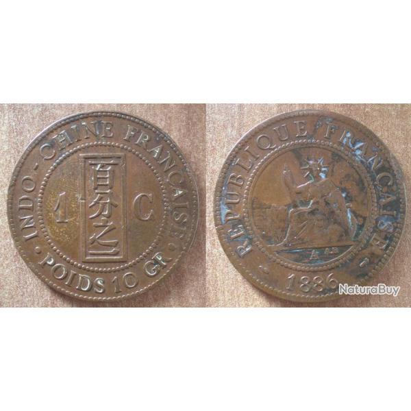 Indochine 1 Centime 1886 Atelier A pour Paris Piece Cuivre