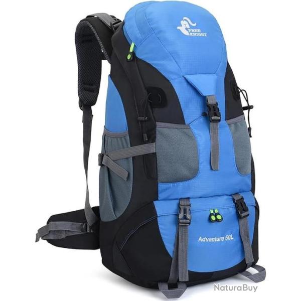 Sac � Dos de Randonn�e 50L Sports Voyage Imperm�able L�ger P�che Camping Escalade Bleu Clair