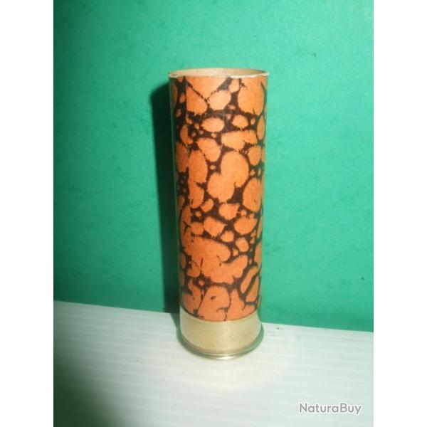 DOUILLE ANCIENNE MANUFRANCE  CREME TIGREE NOIRE CAL.12  CARTON POUR COLLECTION JAMAIS CHARGEE